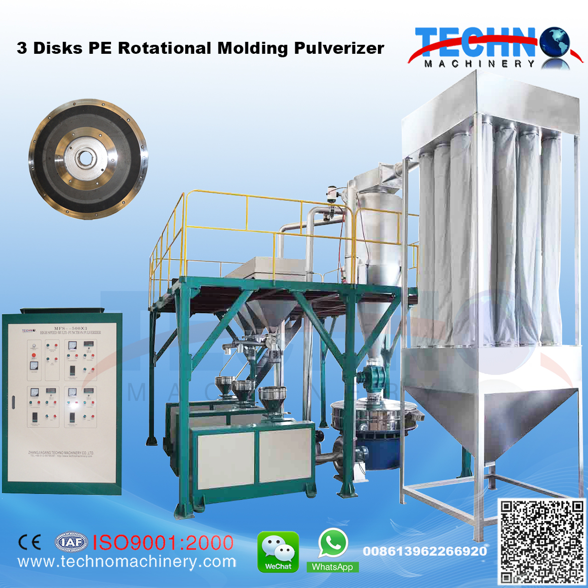 3 Disks Plastic Rotational Molding Pulverizer